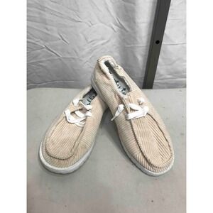 Gypsy Jazz Women's Cream Corduroy Lined Loafer Flats Shoes Size 8